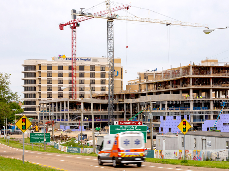 UMMC’s pediatric expansion will reach its pinnacle this summer. Interior work will commence later this year.